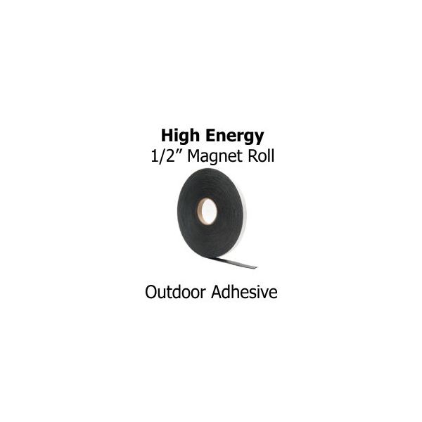 High Energy Outdoor Adhesive Magnetic Strips - .5" x 100' - 60 mil 