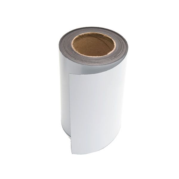 White Vinyl Magnetic Strips - 9" x 50' - 30 mil 