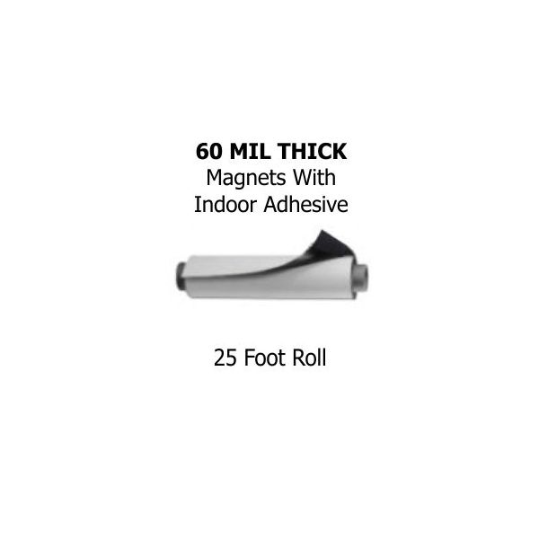Indoor Adhesive Magnetic Rolls - 25' x 24.375" Rolls - 60 mil