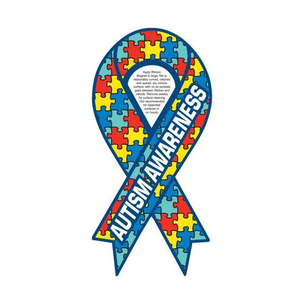 3.875" x 8" Ribbon "Autism Awareness" Car Sign Magnet