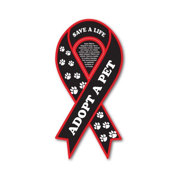 3.875" x 8" Ribbon "Adopt a Pet" Car Sign Magnet