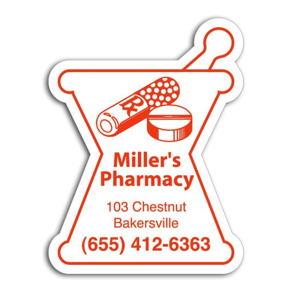 2" x 2.625" Personalized Mortar and Pestle Shaped Magnet 