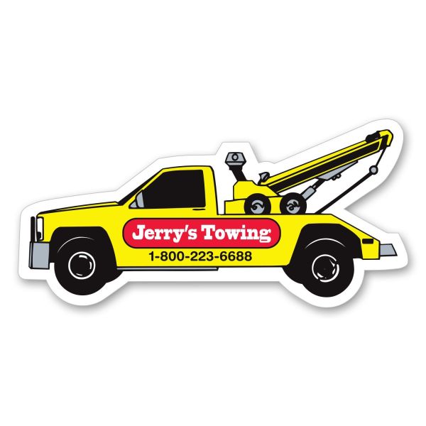 3.625" x 1.75" Personalized Tow Truck Shaped Magnet