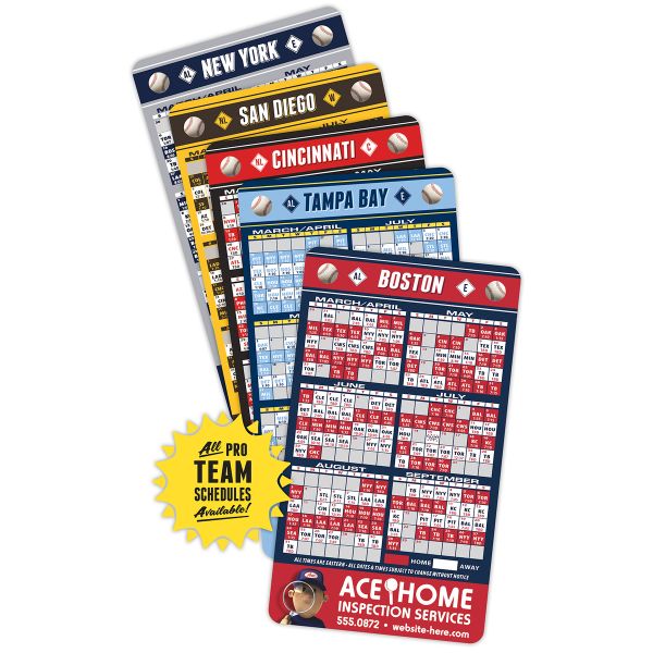 4" x 7" Custom Pro Baseball Schedule Magnet - Round Corners